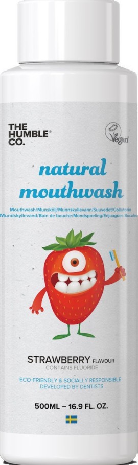 The Humble Co. Natural Mouthwash Kids Strawberry Παιδικό Φυσικό Στοματικό Διάλυμα Με Γεύση Φράουλα 500 ml