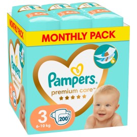 Pampers Monthly Pack Premium Care Μέγεθος 3 (6kg-10kg) 200 πάνες