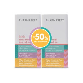 Pharmasept Promo Kids Extra Mild Deo Roll on 2x50ml -50% Στο 2ο Προϊόν