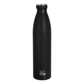 Ecolife Ανοξείδωτο Μπουκάλι - Θερμός Slim Μαύρο 1L