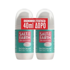 Salt Of The Earth Vegan Promo Melon & Cucumber Αποσμητικό Επαναγεμιζόμενο Roll-On 2x75ml (40ml Δώρο στο 2ο Προϊόν)