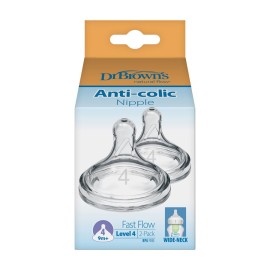 Dr. Browns Natural Flow Anti Colic Nipple Options+ Level 4 Θηλές Σιλικόνης Για Φαρδύ Μπιμπερό 9m+, 2 τεμ - WN4201