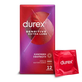 Durex Sensitive Extra Lube για Κανονική Εφαρμογή 12 τεμ