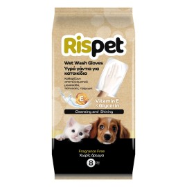 Rispet Wet Wash Gloves for Pets with Vitamin E & Glycerin 8τεμ