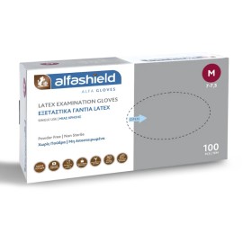 AlfaShield Latex Examination Gloves Εξεταστικά Γάντια Χωρίς Πούδρα Medium 100τεμ