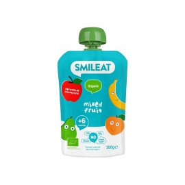 Smileat Organic Βιολογικός Πουρές Ανάμεικτων Φρούτων σε Pouch, Χωρίς Γλουτένη, Χωρίς Προσθήκη Ζάχαρης, από τον 6ο Μήνα 100gr