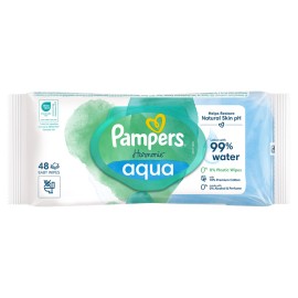 Pampers Harmonie Aqua Wipes Μωρομάντηλα Από Βιολογικό Βαμβάκι & 99% Καθαρό Νερό 48 τεμ