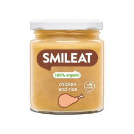 Smileat Organic Small Jar Βιολογικό Βρεφικό Γεύμα με Ρύζι, Κοτόπουλο & Αρακά, Χωρίς Γλουτένη από τον 6ο Μήνα 230gr