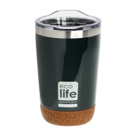 Ecolife Coffee Cup Ποτήρι Θερμός Dark Green Cork Bottom 370ml