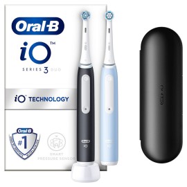 Oral-B iO Series 3 Duo Edition Hλεκτρικές Οδοντόβουρτσες Matt Black 1τεμ & Ice Blue 1τεμ