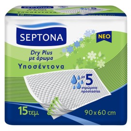 Septona Dry Plus Υποσέντονα με Απαλό Άρωμα για Έλεγχο των Οσμών & 5 Στρώματα Προστασίας 90 x 60cm 15τεμ