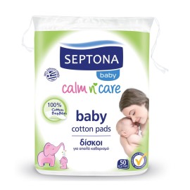 Septona Baby Calm n Care Cotton Pads Δίσκοι για Απαλό Καθαρισμό της Βρεφικής Επιδερμίδας 50 τεμ