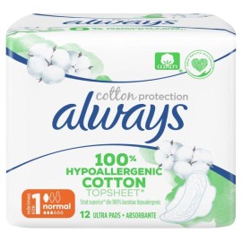 Always Cotton Protection Ultra Normal (Μέγεθος 1) Σερβιέτες Με Φτερά 12 τεμ