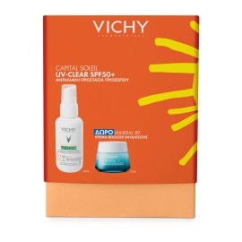 Vichy Promo Capital Soleil UV-Clear Spf50+ Anti-Imperfections Water Fluid SPF50+, 40ml & Δώρο Mineral 89 72h Moisture Boosting Cream 15ml