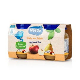 Nestle Παιδική Τροφή με Μήλο και Aχλάδι από 5 Μηνών 2x125gr