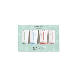 Naif Promo Mini Set for Baby & kids Nourishing Shampoo 15ml, Cleansing Wash Gel 15ml, Nurturing Cream 15ml, Softening Body Lotion 15ml