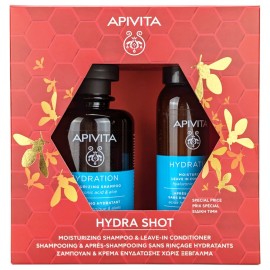 Apivita Promo Hydra Shot Hydration Moisturizing Shampoo Σαμπουάν Ενυδάτωσης 250ml & Moisturizing Leave In Conditioner Κρέμα Μαλλιών Ενυδάτωσης Χωρίς Ξέβγαλμα 100ml