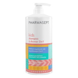 Pharmasept Kids Shampoo & Shower 2 in 1 Απαλό Παιδικό Σαμπουάν & Αφρόλουτρο με Αντλία 1Lt