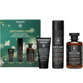 Apivita Promo Gentlemens Code After Shave 100ml & Black Detox Gel Καθαρισμού 50ml & Δώρο Σαμπουάν & Αφρόλουτρο 250ml