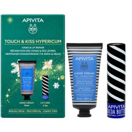 Apivita Promo Touch & Kiss Hypericum Κρέμα για Ξηρά-Σκασμένα Χέρια 50ml & Lip Care Βούτυρο Κακάο SPF20 4.4g