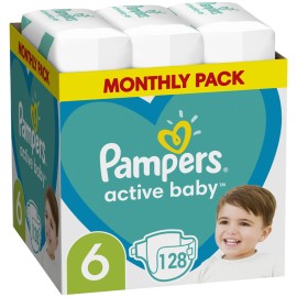 Pampers Active Baby Monthly Pack Νο6 (13-18kg) 128 πάνες