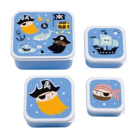 A Little Lovely Company Σετ 4 Δοχεία Φαγητού Lunch & Snack Box Pirates - SBSEPI80