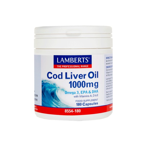 Lamberts Cod Liver Oil 1000Mg 180 Κάψουλες (Ω3&Vit.A,D&E) product photo