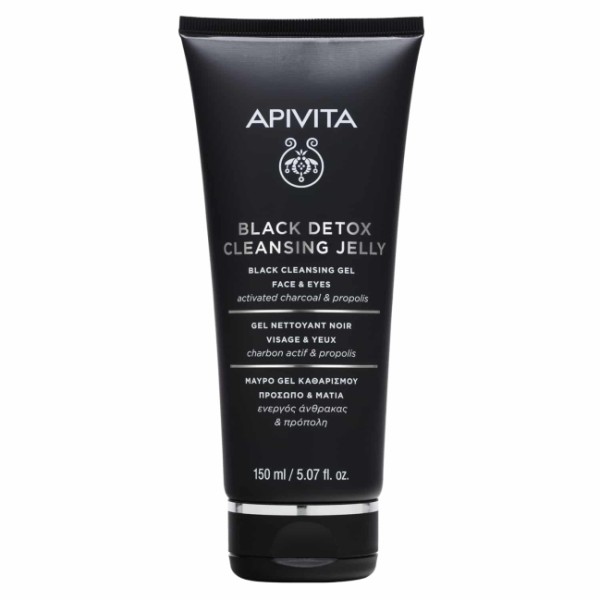 Apivita Μαύρο Gel Καθαρισμού Προσώπου & Ματιών Με Ενεργό Άνθρακα & Πρόπολη 150 ml product photo