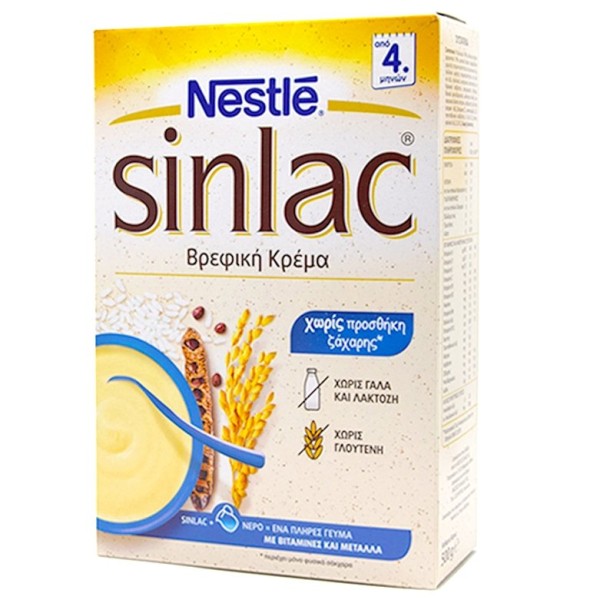 Nestle Sinlac Βρεφική Κρέμα Χωρίς Γάλα, Κατάλληλη Από τον 4ο Μήνα 500gr product photo