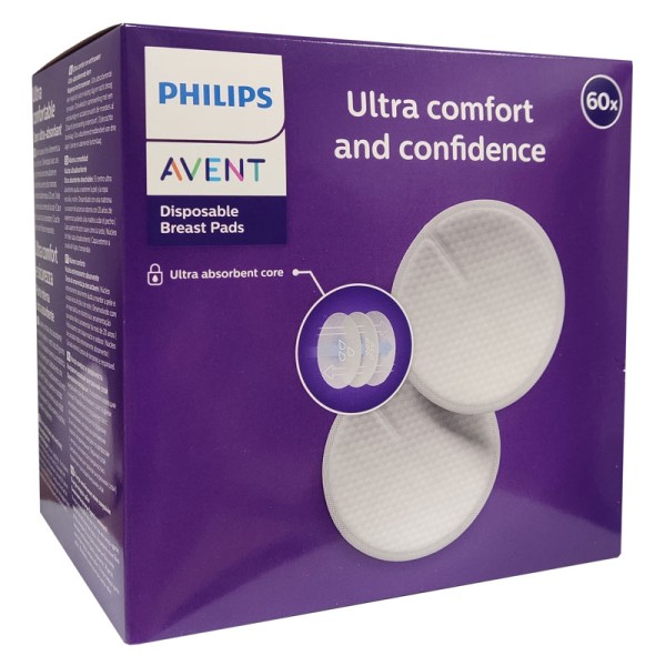 Philips Avent Ultra Comfort and Confidence Επιθέματα Στήθους μιας Χρήσης για Εξαιρετική Άνεση & Αξιοπιστία 60 τεμάχια SCF254/61 product photo