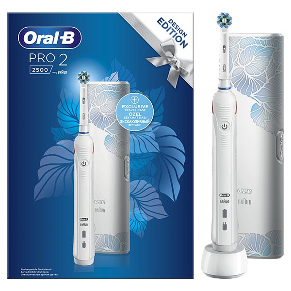 Oral-B Pro 2 2500 Ηλεκτρική Οδοντόβουρτσα Design Edition White & Travel Case product photo
