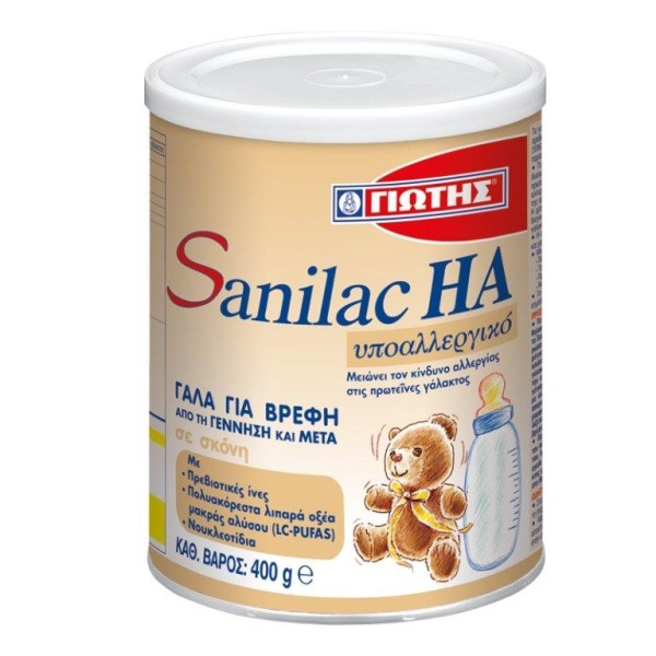 Γιώτης Sanilac HA Βρεφικό Γάλα Υποαλλεργικό Κατάλληλο Από Τη Γέννηση 400 gr product photo