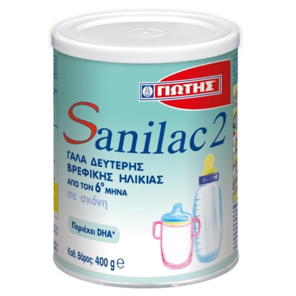 Γιώτης Sanilac 2 Γάλα 2ης Βρεφικής Ηλικίας 6-12 Μηνών 400 gr product photo