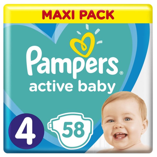 Pampers Active Baby Μέγεθος 4 (9-14kg) 58 Πάνες product photo
