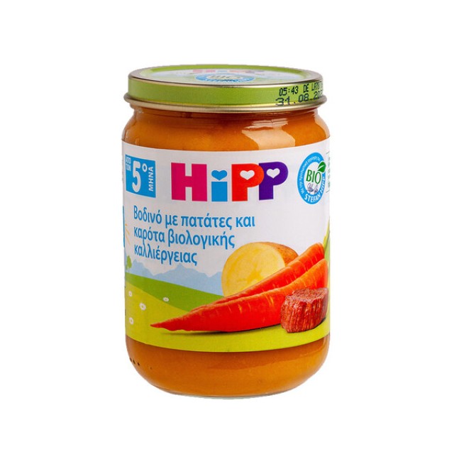 HiPP Βρεφικό Γεύμα Βοδινό Με Πατάτες Και Καρότα Βιολογικής Παραγωγής Από Τον 5ο Μήνα 190gr product photo