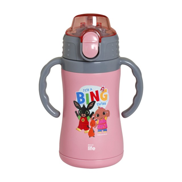 Ecolife Kids Thermos Its A Big Think Pink Ανοξείδωτο Παγούρι Θερμός με Καλαμάκι και Χερούλια 300ml - 33-BO-2125 product photo