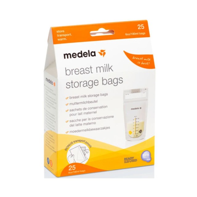 Medela Breastmilk Storage Bags Σακουλάκια Φύλαξης Μητρικού Γάλακτος 25 τεμ x 180ml product photo
