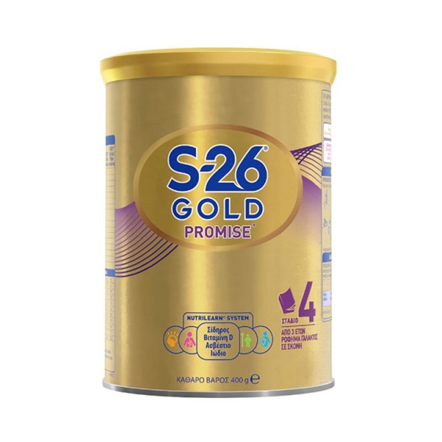 S-26 Promise Gold No 4 Ρόφημα Γάλακτος Σε Σκόνη Για Παιδιά Από 3 Ετών 400 gr product photo