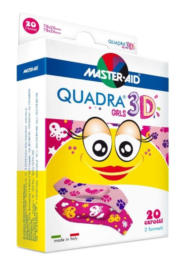 Master Aid Quadra 3D Girls Αυτοκόλλητα Επιθέματα Για Κορίτσια 2 assorted sizes 78x20 / 78x26 mm 20 τεμ product photo