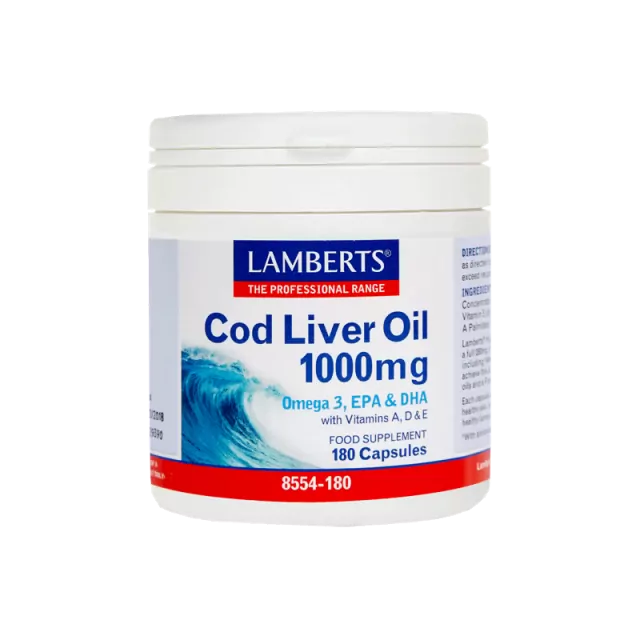 Lamberts Cod Liver Oil 1000Mg 180 Κάψουλες (Ω3&Vit.A,D&E) product photo
