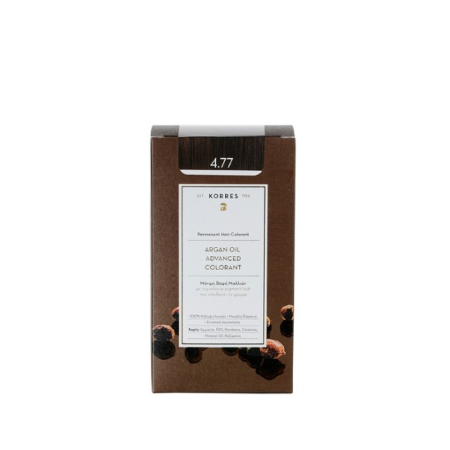 Korres Argan Oil Advanced Colorant 4.77 Σκούρο Σοκολατί Μόνιμη Βαφή Μαλλιών 1τμχ product photo