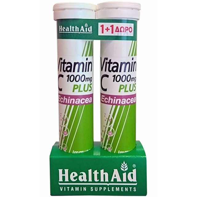 Health Aid Promo Vitamin C 1000mg Plus Echinachea Lemon Flavour 20 eff.Tabs 1+1 Δώρο product photo