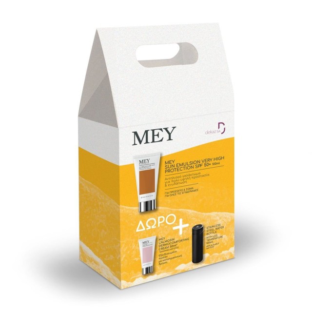 Mey Promo Sun Emulsion Very High Protection Spf 50+, 100ml & Δωρο Calmosin Soothing Hydrating Cream 50ml & Stainless Steel Water Water Bottle With Led Temperature 500ml product photo