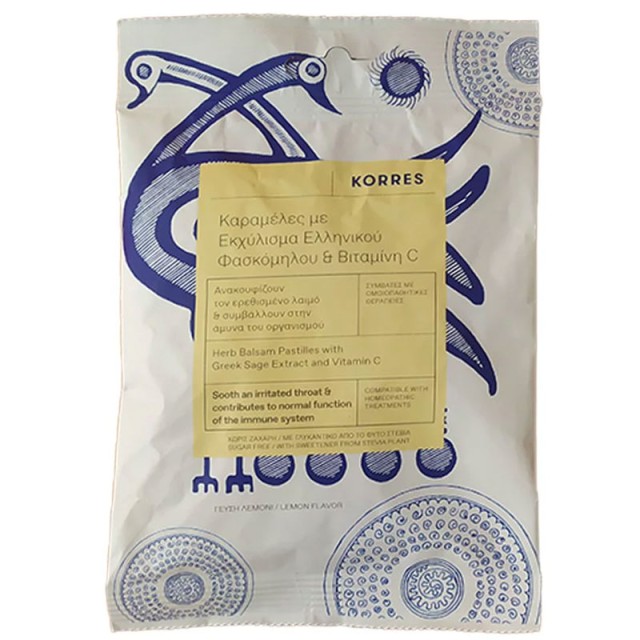 Korres Καραμέλες με Εκχύλισμα Ελληνικού Φασκόμηλου & Βιταμίνη C Με Λεμόνι 50gr product photo