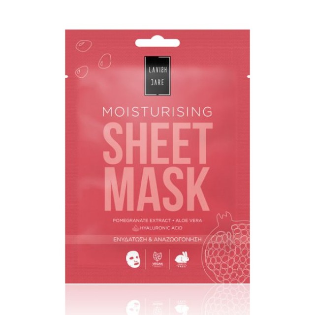 Lavish Care Moisturising Sheet Mask Μάσκα Ενυδάτωσης & Αναζωογόνησης με Εκχύλισμα Ροδιού 25gr product photo