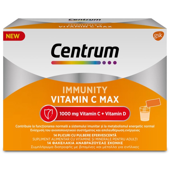 Centrum Immunity Vitamin C Max with Vit.C 1000mg & Vit.D Orange Flavor 14 Sachets product photo