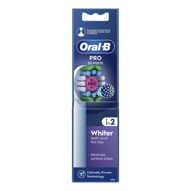 Oral-B Pro 3D White Electric Toothbrush Replacement Head 2 τεμ product photo