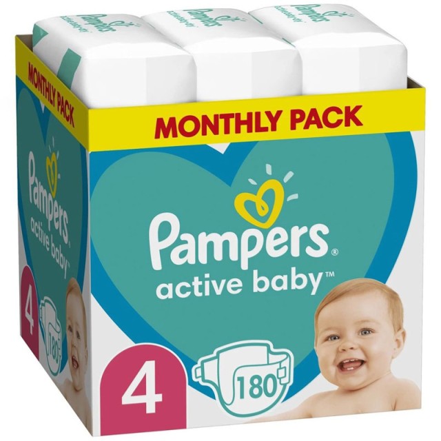 Pampers Active Baby Monthly Pack Νο4 (9-14kg) 180 πάνες product photo