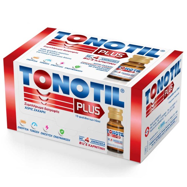 Tonotil Plus Συμπλήρωμα Διατροφής με 4 Αμινοξέα B12 & Καρνιτίνη 15 vials x 10ml product photo