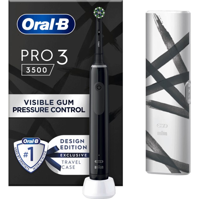 Oral-B PRO 3 3500 Black Edition 360 Gum Pressure Control Electric Toothbrush 1 Τεμάχιο & Δώρο Θήκη Ταξιδίου product photo